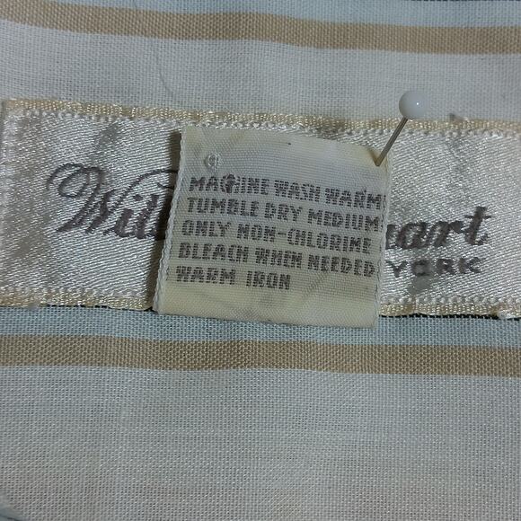 Vintage William Stuart NY Button Down Shirt Size Medium White Beige and Blue - Picture 6 of 7